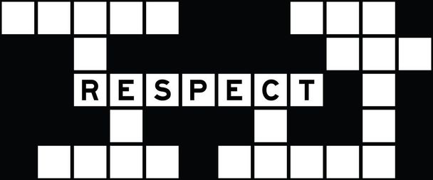 Alphabet letter in word respect on crossword puzzle background - Vector, Image