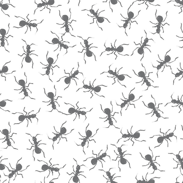 Patrón sin costura de vectores de hormigas grises - Vector, imagen