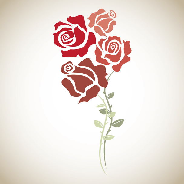 Cuatro rosas rojas
 - Vector, imagen