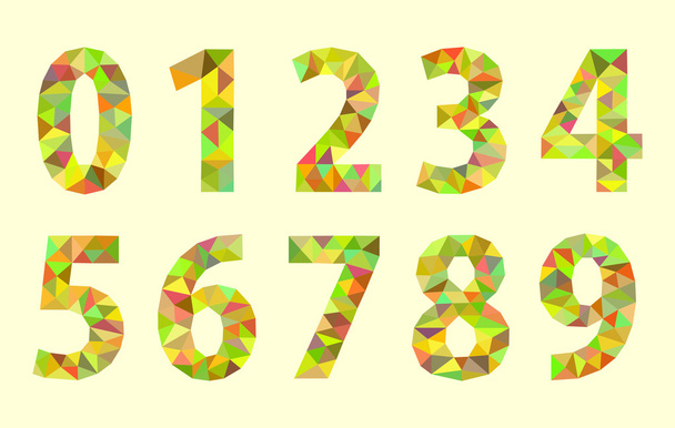 establecer números de dígitos poli bajos con un tinte verde
 - Vector, imagen