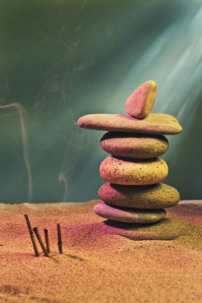 tower of stones and frankincense in the sand - Photo, Image