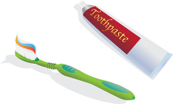 Cepillo de dientes y pasta dental - Vector, Imagen