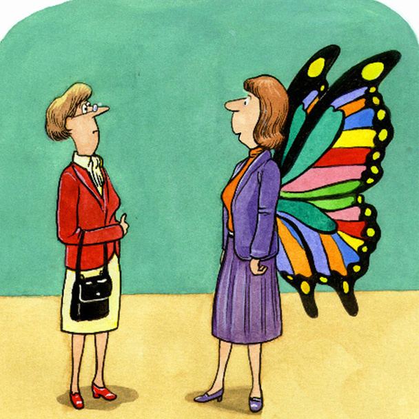 Mulher tornou-se borboleta
 - Vetor, Imagem