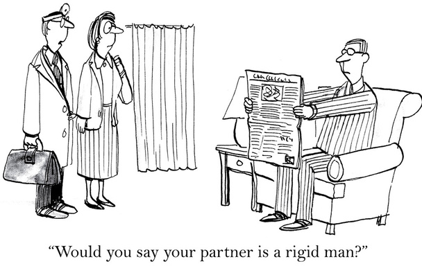 Partner is rigide. -cartoon - Vector, afbeelding