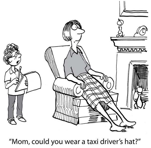 moeder als taxichauffeur - Vector, afbeelding