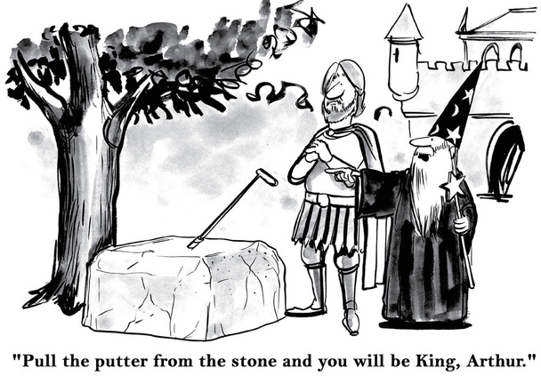 Pull the putter from the stone - Vector, Image