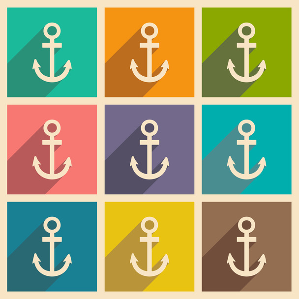 Flat with shadow icon and mobile applacation anchor - ベクター画像