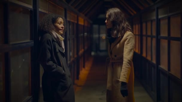 Junge Frau konfrontiert ihre Freundin mit Streit über Uneinigkeit - Filmmaterial, Video
