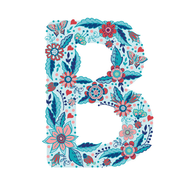Floral letter B - Vector, Imagen