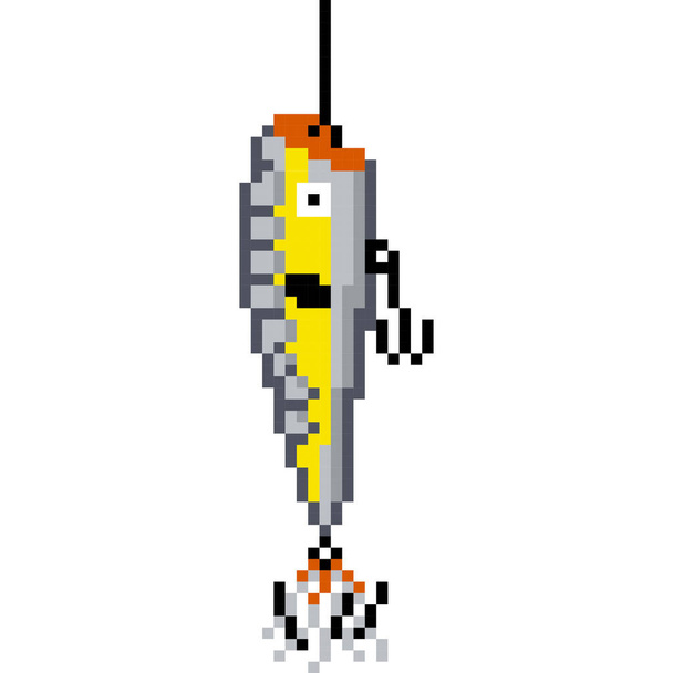 Fake bait fishing cartoon icon in pixel style - Vector, Image