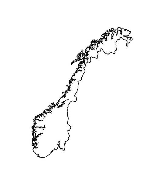 Outline silhouette map of Norway over a white background - Vettoriali, immagini