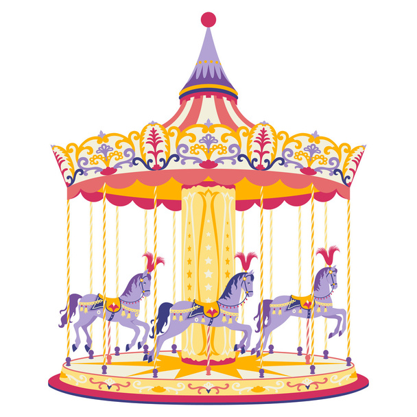 Carousel with horses - Vector, Image