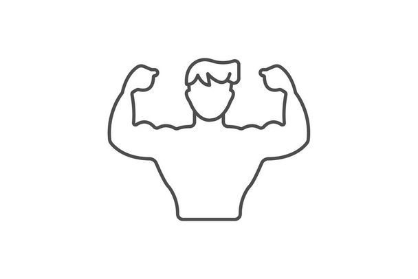 Muscle Building icon, entrenamiento de fuerza, entrenamiento de resistencia, musculación, levantamiento de pesas thinline icon, editable vector icon, pixel perfect, illustrator ai file - Vector, imagen
