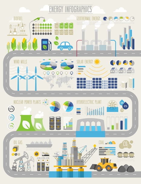 Energy and ecology Infographic set  - Vektör, Görsel