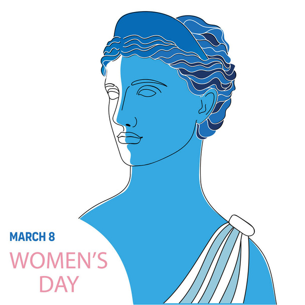 Eine antike Statue der Göttin Diana. Internationaler Frauentag am 8. März - Vektor, Bild