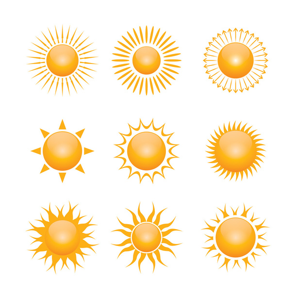 Set of yellow symbol of sun - Fotoğraf, Görsel
