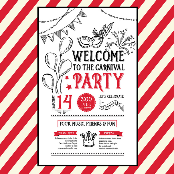 Invitation carnival party flyer. - Vector, Image