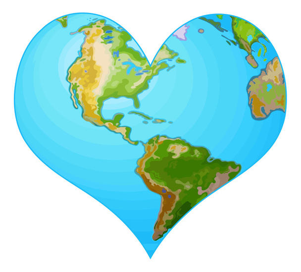 心臓の形で地球 - ベクター画像
