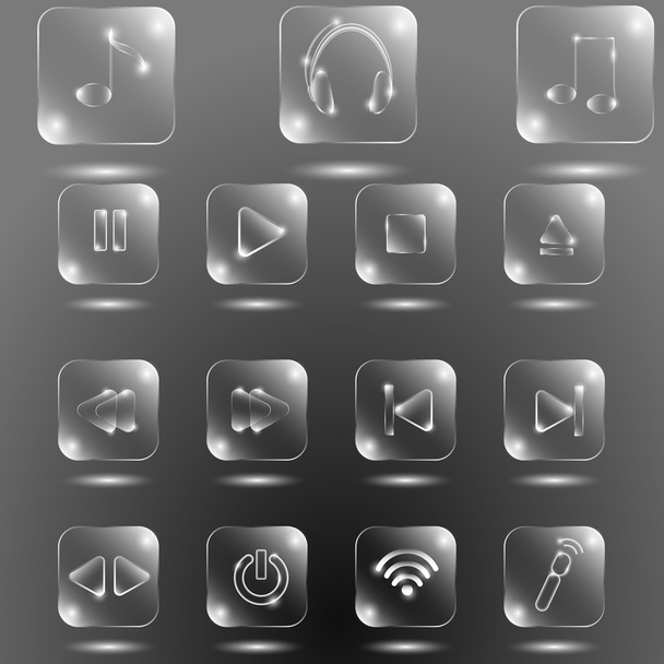 Glass music buttons - Вектор, зображення