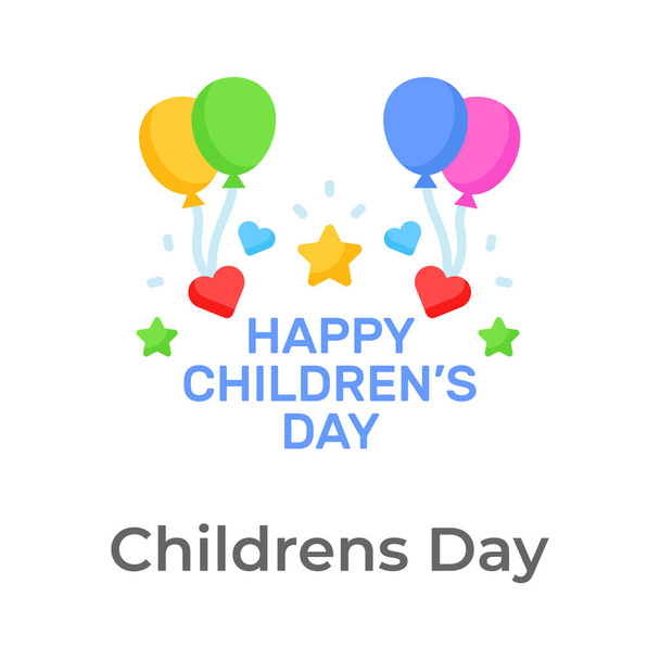 Creatively crafted happy Children day icon in trendy style - Vector, Image