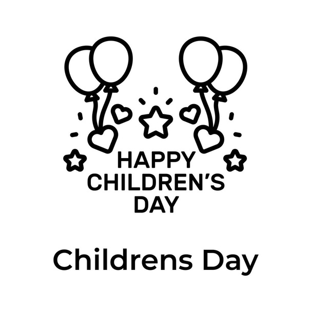 Creatively crafted happy Children day icon in trendy style - Vector, Image