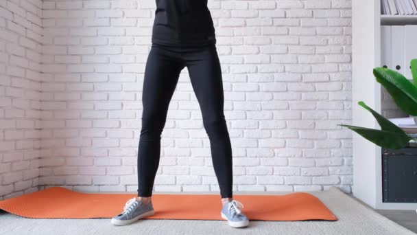 mujer en forma joven haciendo ejercicio en casa con bola de estabilidad o pelota de fitness - Imágenes, Vídeo