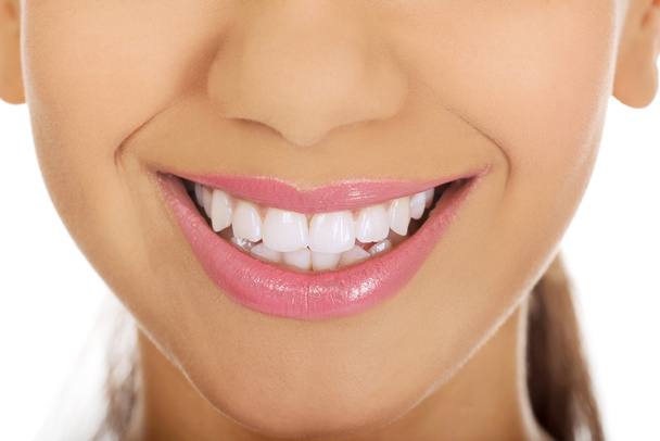 Womans száj-a tökéletes mosoly. - Fotó, kép