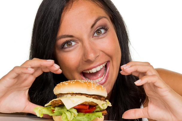 woman with a hamburger - Fotografie, Obrázek