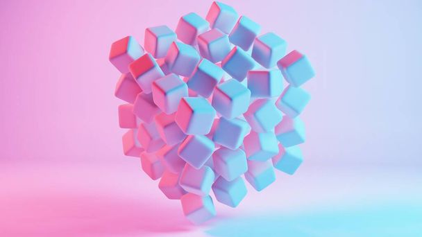3D background composed of soft cubes, creating a visually appealing and tactile environment. - Photo, Image