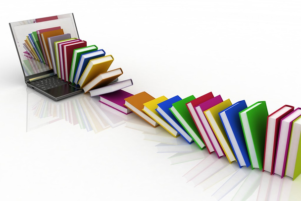 Книги с ноутбука на белом фоне
 - Фото, изображение