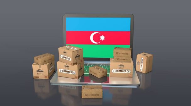 Azerbaiyán, República de Azerbaiyán, E-Commerce Visual Design, Social Media Images. Renderizado 3D. - Foto, imagen
