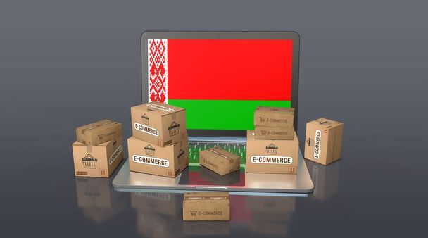 Valko-Venäjä, Valko-Venäjän tasavalta, E-Commerce Visual Design, sosiaalisen median kuvia. 3D-renderointi. - Valokuva, kuva