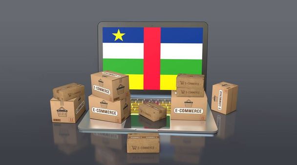 República Centroafricana, Comercio Electrónico Diseño Visual, Imágenes de Redes Sociales. Renderizado 3D. - Foto, imagen