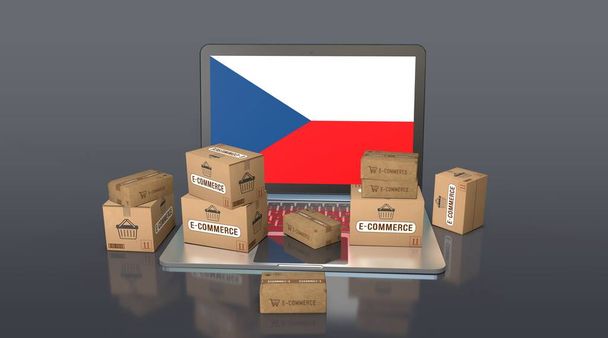 Csehország, Csehország, E-Commerce Visual Design, Social Media Images. 3D renderelés. - Fotó, kép