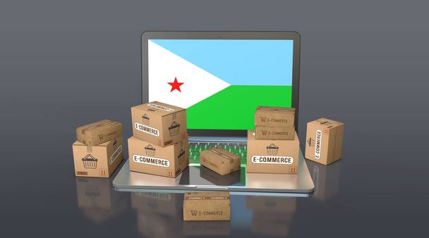 Τζιμπουτί, Δημοκρατία του Τζιμπουτί, E-Commerce Visual Design, Social Media Images. 3D απόδοση. - Φωτογραφία, εικόνα