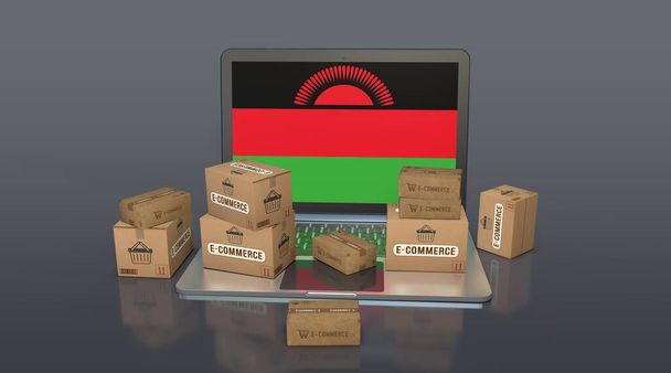  Malawi, República de Malawi, E-Commerce Visual Design, Social Media Images. Renderizado 3D. - Foto, imagen