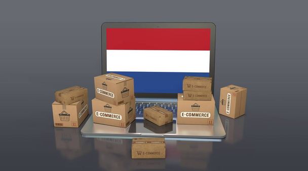  Países Baixos, Reino dos Países Baixos, E-Commerce Visual Design, Social Media Images. Renderização 3D. - Foto, Imagem