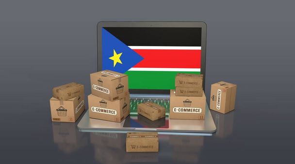 南スーダン,南スーダン共和国,Eコマースビジュアルデザイン,ソーシャルメディアイメージ。 3Dレンダリング. - 写真・画像