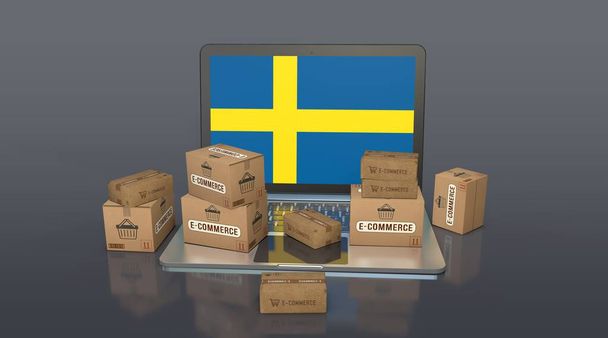  Ruotsi, Ruotsin kuningaskunta, E-Commerce Visual Design, Social Media Images. 3D-renderointi. - Valokuva, kuva