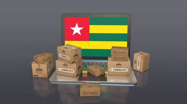 Togo, República de Togo, Comercio Electrónico Diseño Visual, Imágenes de Redes Sociales. Renderizado 3D. - Foto, imagen