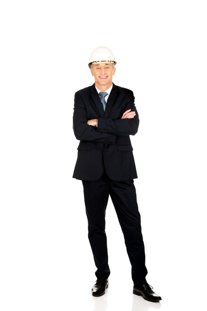 Smiling businessman with hard hat - Photo, Image