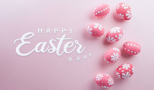 Happy easter! Colourful Easter eggs on pastel background. Decoration concept for greetings and presents on Easter Day celebrate time. - Foto, imagen