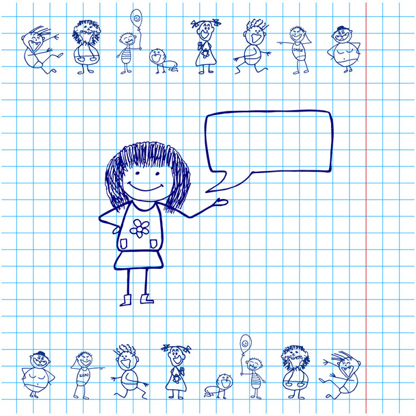 Aantal hand tekening cartoon gelukkig mens - Vector, afbeelding