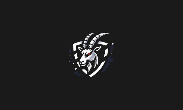 シールドベクトルロゴデザインのヘッドヤギ - ベクター画像
