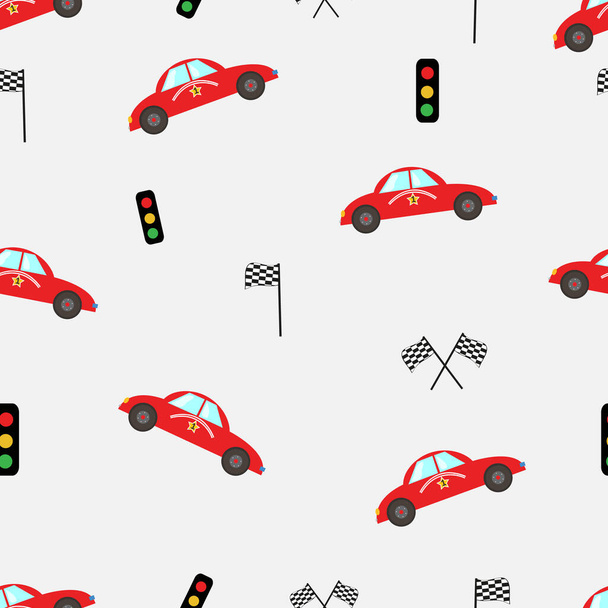 ライト バルブの継ぎ目が無い生地の設計パターンが付いている赤いレース車 - ベクター画像