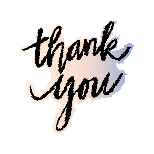 Thank you. Hand drawn lettering. Grunge vector illustration. - Vector, Image