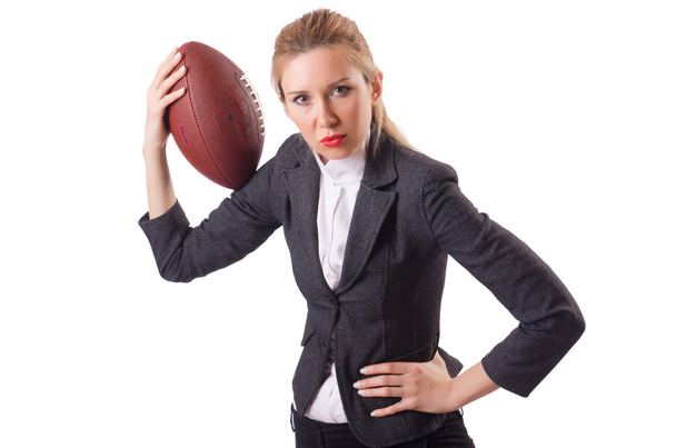 Сотрудник офиса с мячом для регби
 - Фото, изображение