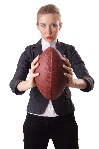 Сотрудник офиса с мячом для регби
 - Фото, изображение