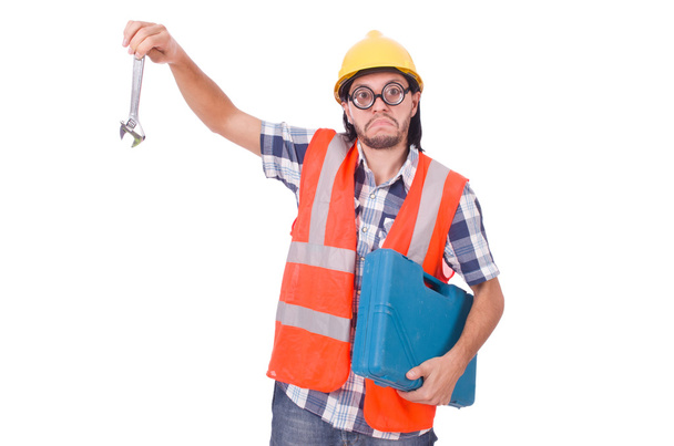 Construction worker with box - Foto, imagen
