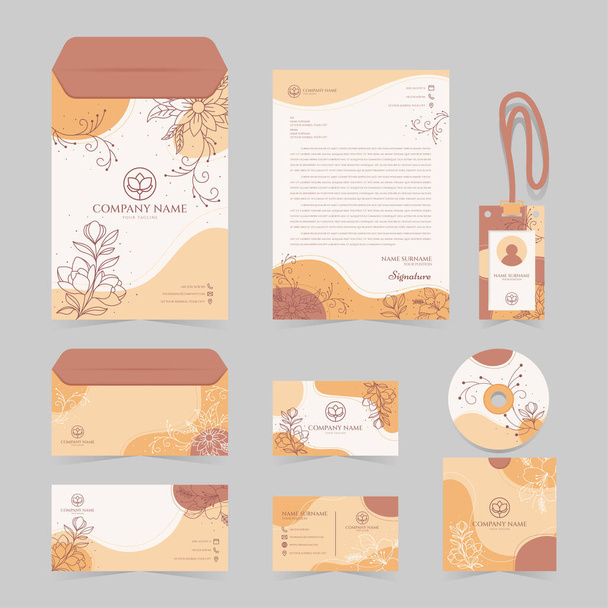 Colección de plantillas de kit de negocios de papelería Nature - Vector, imagen